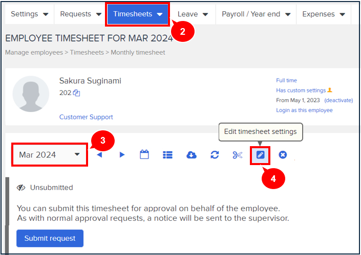 Manually change the display period of a timesheet – Workcloudヘルプセンター